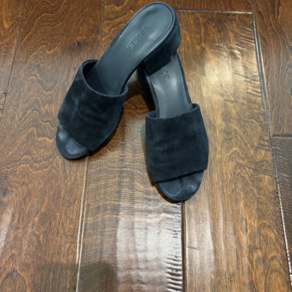 VINCE RACHELLE-2 Navy blue SUEDE mules sandals ITALY - Picture 2 of 7